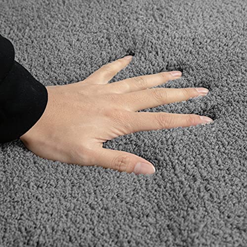 MIULEE Badematte Duschvorleger Badvorleger Flur 2er Set rutschfest Matte Teppiche Badteppich Badezimmerteppich Waschbar Saugfähig für Bad Wohnzimmer 40x60 cm und 45x45 cm mit Ausschnitt Grau – Bild 5