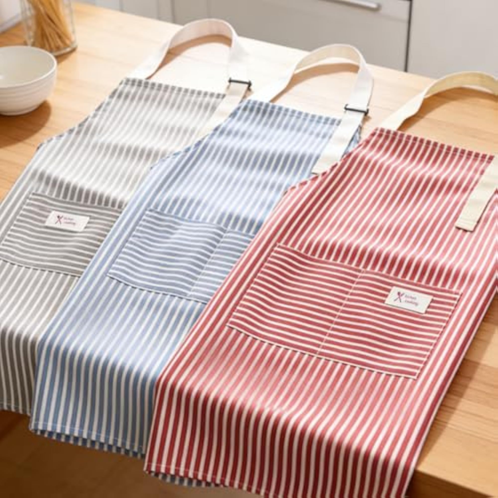 Adjustable Art Apron, Water & Oil Resistant Striped Chef Smock