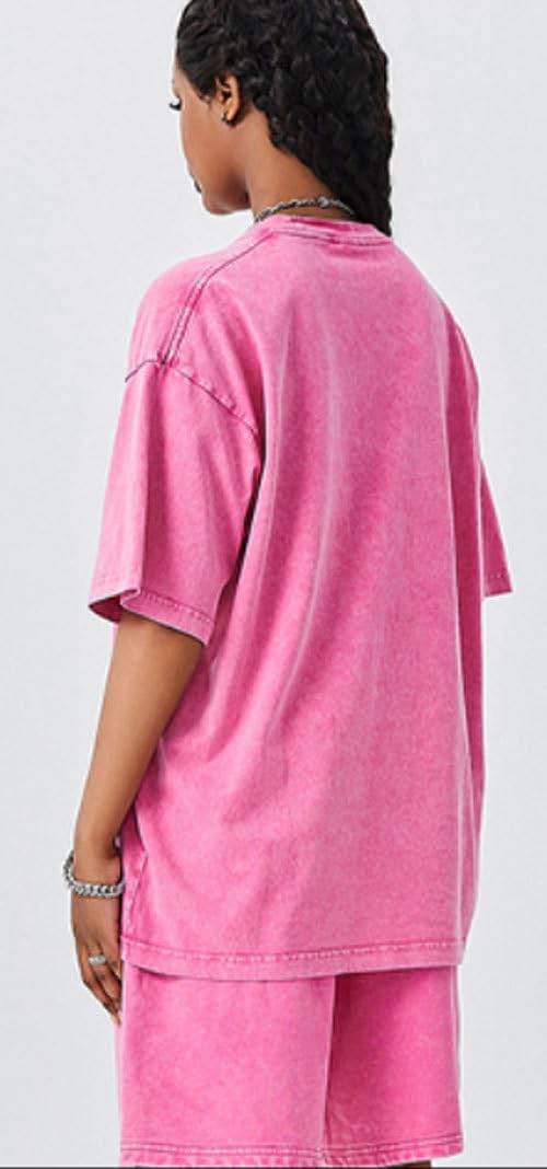 Maglietta da uomo oversize da palestra, vestibilità ampia, in cotone pesante, lavaggio acido, vintage, unisex