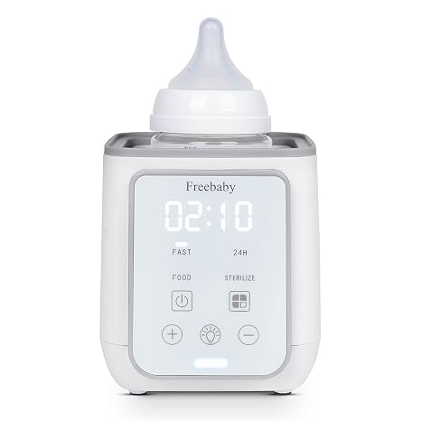 Freebaby Bottle Warmer,Fast Baby Bottle Warmer for Breast Milk & Formula, Accurate Temperature Control,Milk Warmer for All Bottles, Easy to use,24H Keep, Thawing, Sterilizing & Food Heating（Gray）