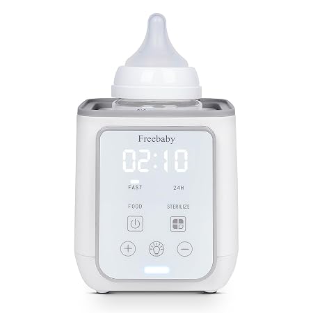 Freebaby Bottle Warmer,Fast Baby Bottle Warmer for Breast Milk & Formula, Accurate Temperature Control,Milk Warmer for All Bottles, Easy to use,24H Keep, Thawing, Sterilizing & Food Heating（Gray）