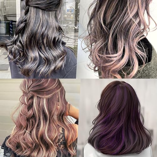 Stränchen Haube Strähnenhaube Haare Färben Zubehör Strähnchen Set 9 Stück Strähnchenhaube Haare Friseur Szubehör Färbung Kit Werkzeug einschließlich Strähnchen Set, Ohrbedeckung, Schürze, Handschuhe