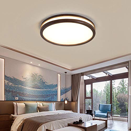 Lámpara de techo de madera estilo chino LED acrílica montaje interior 6cm 7