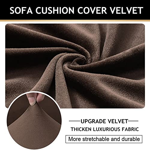 Housse de coussin de canapé extensible velours pour protéger et rénover l'assise - 8