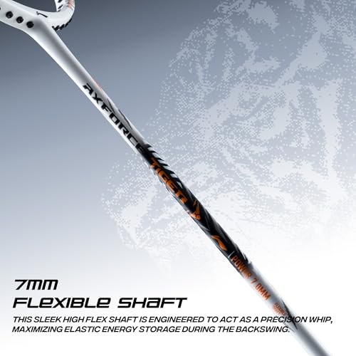 Image of Li-Ning Axforce Tiger Strung Badminton Racquet for Professional Players| 32 LBS Max Tension | Head Heavy | 7mm Flexible Shaft | Carbon Fibre Frame