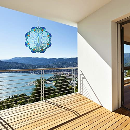 2 Pack 3D Stainless Steel Wind Spinners- 11.8In 360 Degree Swivel Hanging Wind Catcher In 2 Styles Geometric Laser Cut Outdoor Garden Crafts Ornaments For Balcony Garden Yard Lawn Patio Decors #TOP3