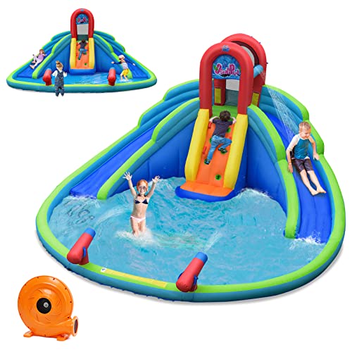 BOUNTECH Inflatable Water Slide, Giant Water Park Double Long Water