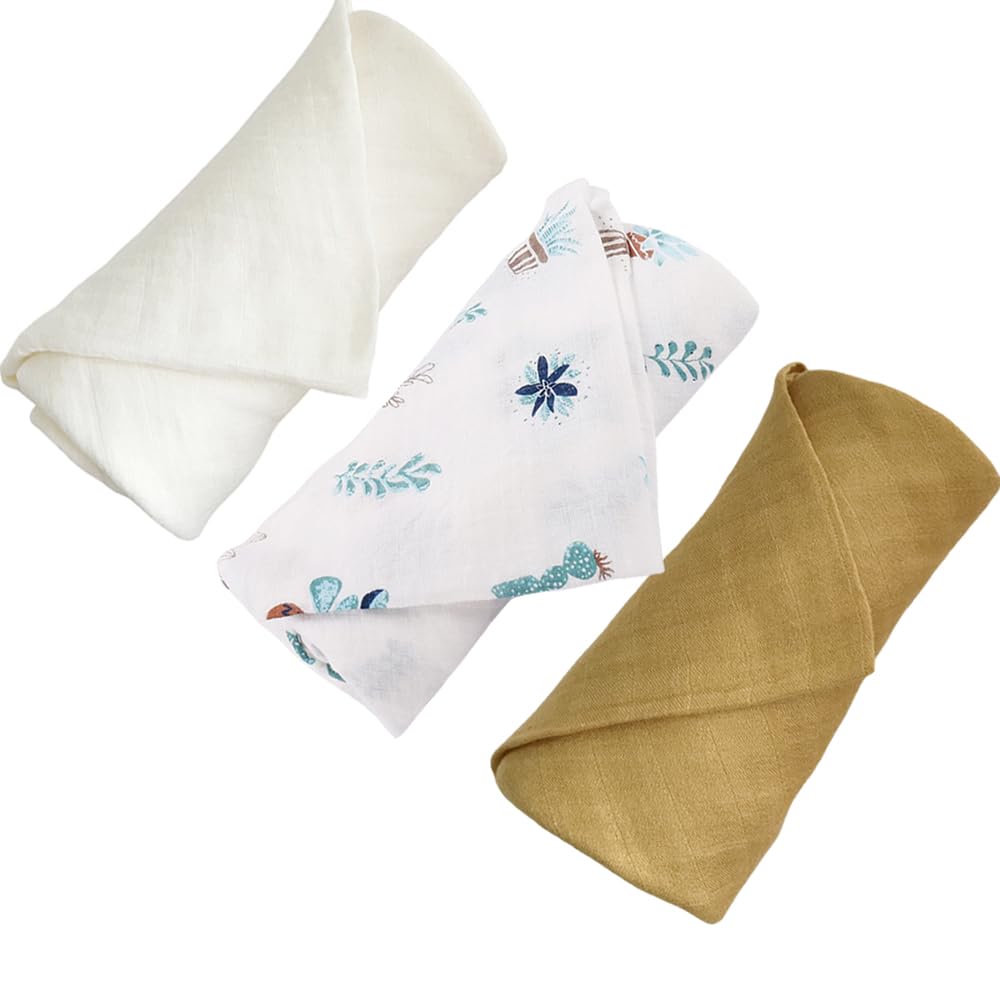 SGAVAHSG Large Muslin Cloths for Baby Boy and Girl 3-Pack 120X120cm Muslin Swaddle Wrapping Blankets Big Muslin Squares and Receiving Blanket for Newborn Infant Essentials Organic Cotton Towel