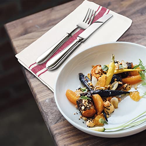 Nouvelle Legende Cotton Kitchen And Dish Towels, 14.75 X 24.5 Inches, White With Red Herringbone Stripes, 6 Pack #TOP4