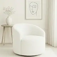 Poltrona Grécia Orgânica Decorativa em Tecido Boucle | Moderna Elegante Confortável com Almofadas (CRU)