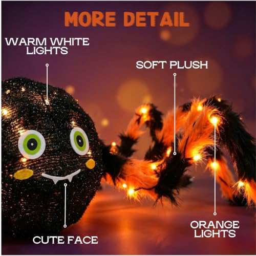 Hairui Halloween Spider with Lights 54IN for Home Patio Porch Decor - image 2