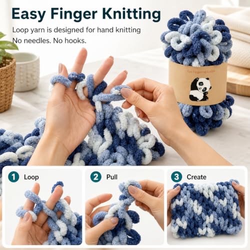 Image of Loop Yarn 5Packs,Shenlin Chunky Chenille Yarn for Hand Knitting Baby Blanket,Machine Washable Polyester Fluffy Thick Bulky Yarn for Scarfs,Craft Projects