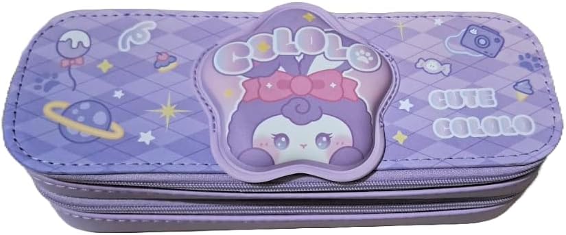 Pencil Case Double Layer 3D Cute Pencil Pouch Aesthetic Pencil Case for Girls Large Capacity Pen Pencil Pouch Multifunctional Stationery Organizer for School (Double Layer Cololo)