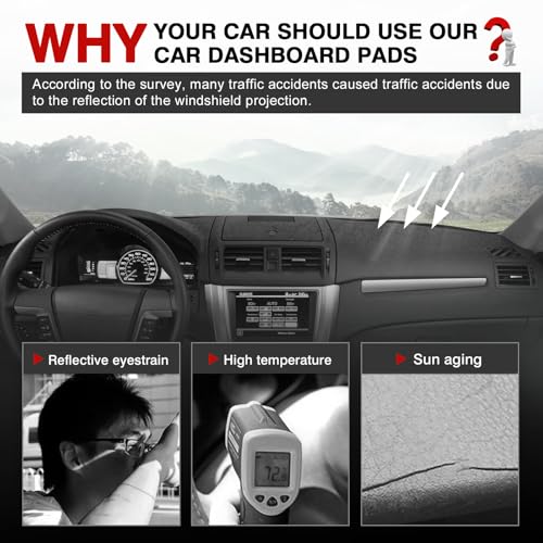 Image of Autorder Dashboard Cover Mat for 2006-2009 Ford Fusion /Mercury Milan Accessories Dash Cover Upgrade Flannel Dash Mat Sunshade Glare UV Rays Protector