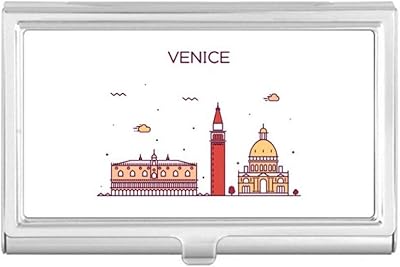 Venice Italy Flat Landmark Pattern Business Card Holder Case Pocket Box Wallet