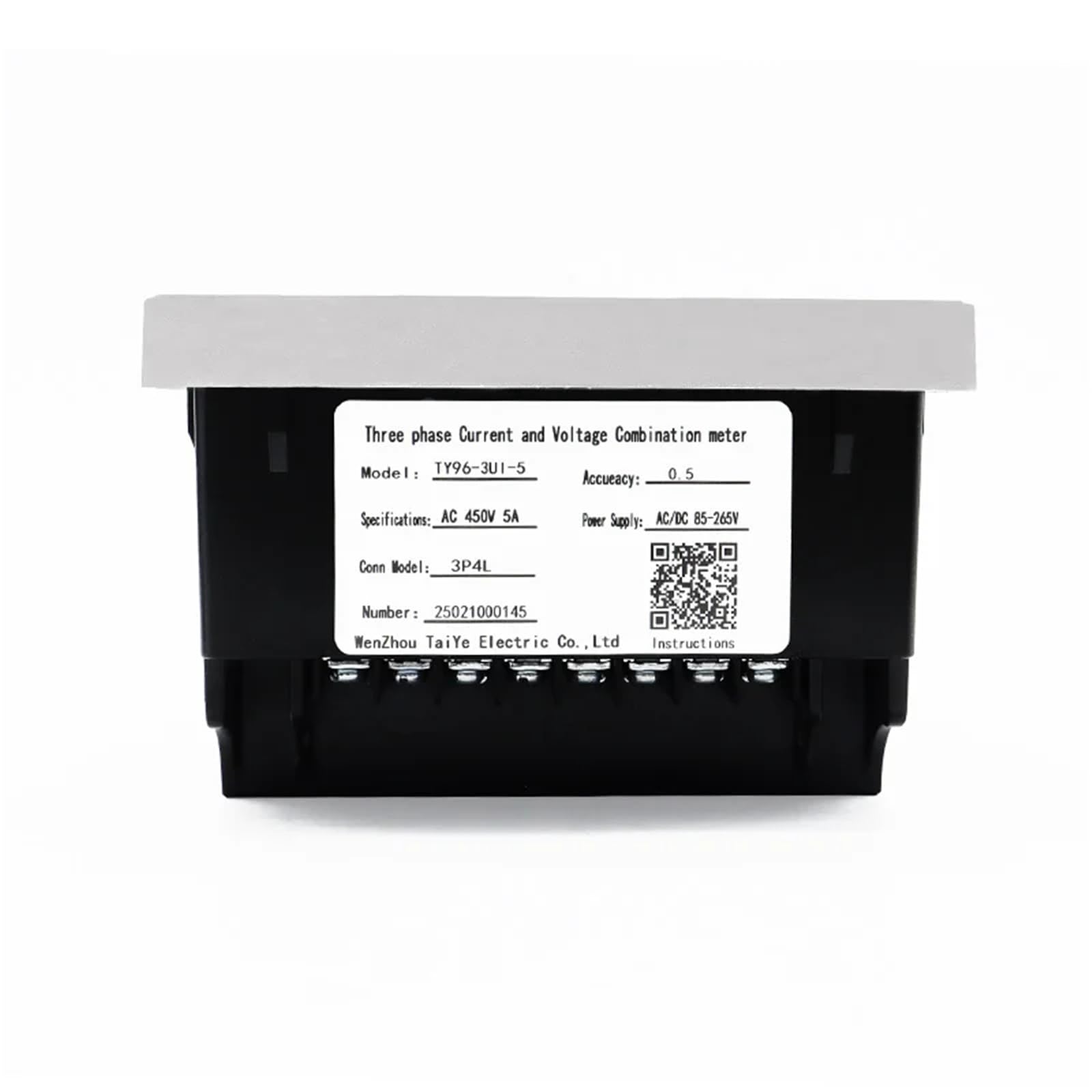 Medidor digital LED trifásico de tensión, corriente y frecuencia con transformador de corriente de 30/50/100/150/200/300/400 A (1 unidad)(Meter with 400A CT)