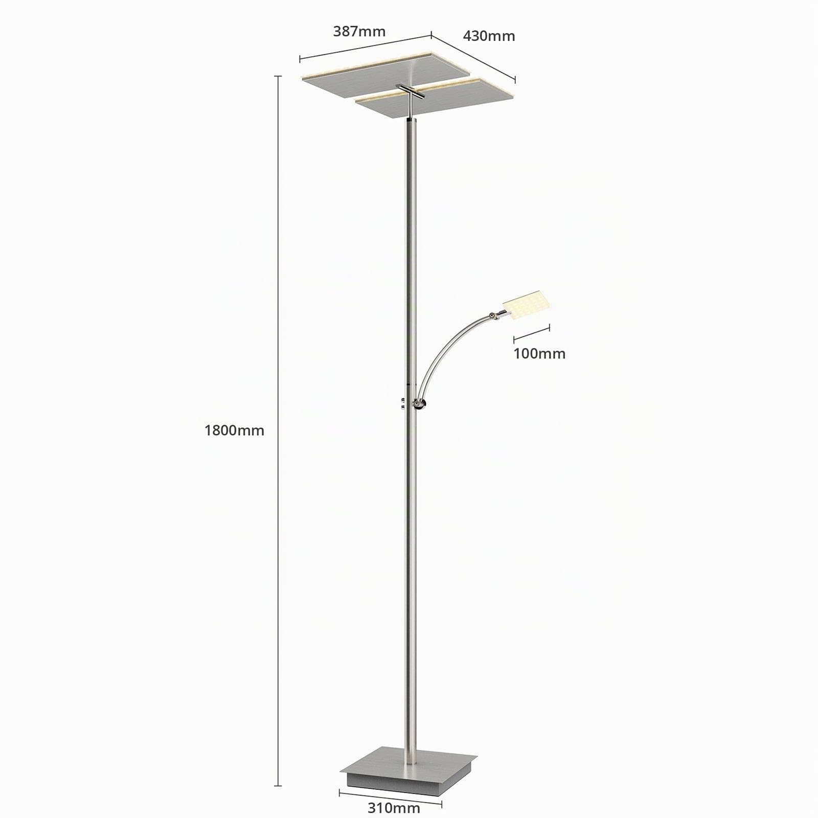 Lucande LED Stehlampe Parthena dimmbar (Modern) in Alu aus Metall (3 flammig,) - Wohnzimmerlampe Stehleuchte Floor Lamp Deckenfluter Standleuchte Wohnzimmerleuchte