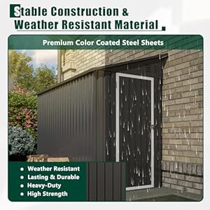 48ftoutdoormetalstorageshedheavydutyleantostorageshedwithfloorbasegardentoolmetalstoragehousewlockabledoorand2airventsweatherresistantforbackyardpatiolawnblack Urban Country Home Decor 48 ft outdoor metal storage shedheavy duty lean to storage shed with floor basegarden tool metal storage house wlockable door and 2 air ventsweather resistantfor backyardpatiolawnblack urban country home decor