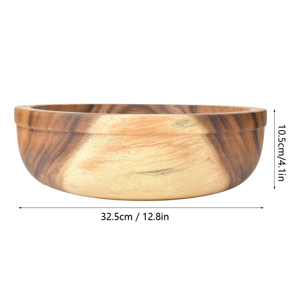 Cuenco de Ensalada de Madera para el Hogar, Cuenco de Comida de Madera, Recipiente de Comida para Sopa, Ensalada de Frutas, Utensilios de Cocina (32,5 * 10,5 cm)