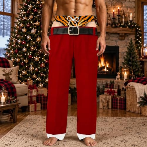 Christmas Funny Pajama Pants for Men Hairy Butt Print Novelty Loungewear - image 3