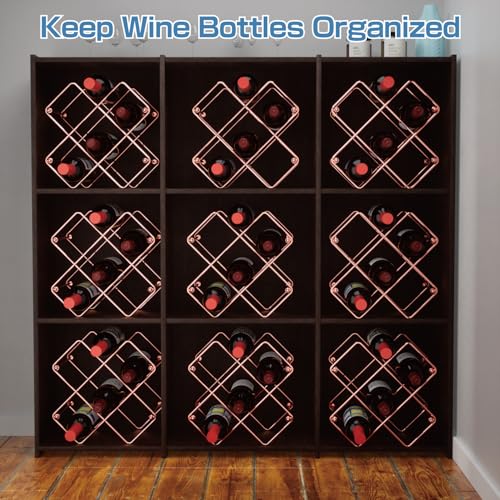Buruis Countertop Wine Rack, Freestanding 6-Bottle Wine Holder, Modern Small Bottle Holder for Tabletop, Cabinet, Kitchen, Bar (Rose Gold) - Thumbnail 5