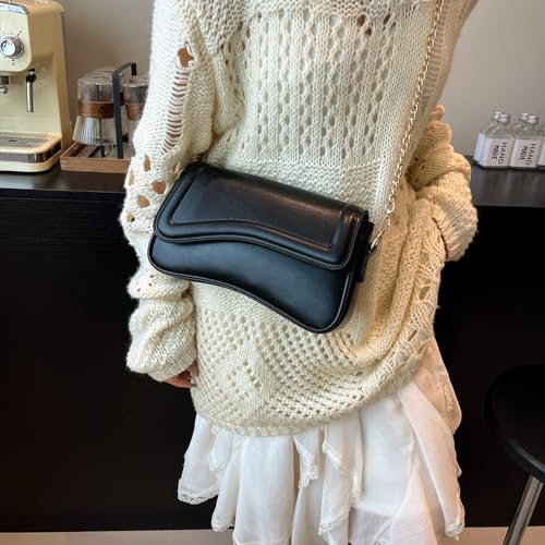 Image of Shoulder Bag for women Y2K Crossbody Vegan Leather Purse Straps Retro Clutch Hobo Hadbags with 2 Removable