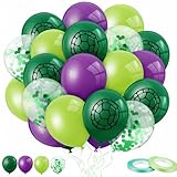 Skylety 45 Pcs Cartoon Turtles Birthday Balloon Decorations Purple Dark Green Turtle Print Balloon Decor for Birthday Party Supplies