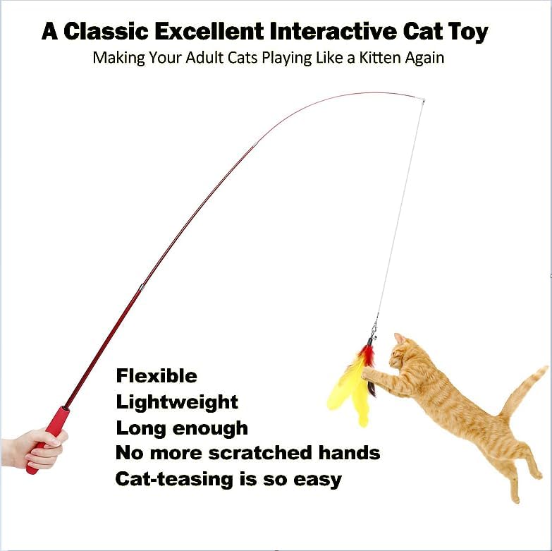 Miniatura 3 de Juguetes interactivos para gatos juguete retráctil y juguetes de plumas para gatos de interior para perseguir y hacer ejercicio