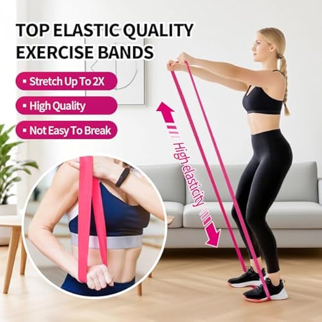 Stretch Bands for Working Out Women or Men, Exercise Bands Set for Physical Therapy, Yoga, Pilates, 5 Pcs Resistance Bands