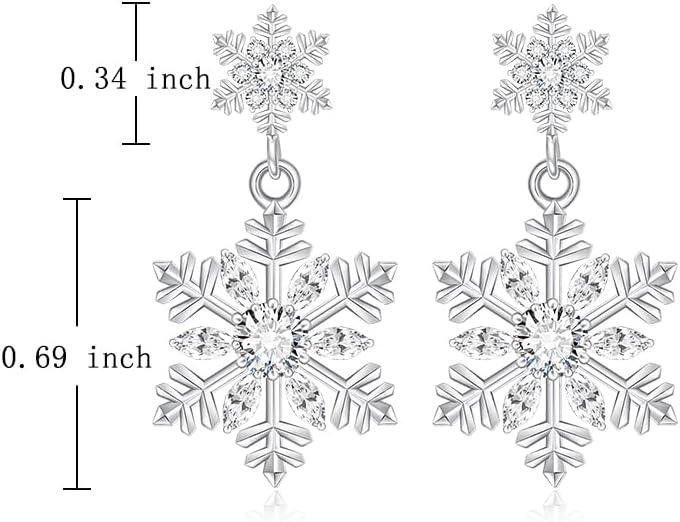 Snowflake Earrings Christmas Earrings for Women Sterling Silver Winter White Snowflake Dangle Jewelry Xmas Holiday Gifts - Image 4