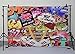 Mocsicka Hip Hop Graffiti Backdrop Retro 80s 90s Themed Birthday Party Decorations 7x5ft Urban Art Graffiti Wall Photography Background