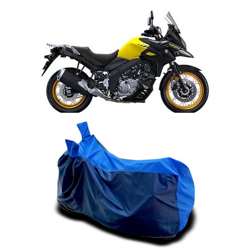 Image of DUFFEL-Two Wheeler Bike Body Cover Compatible for Suzuki V-Strom 650xt Heat Protectio /UV-Rays /Birds Dropping /DustProof /Waterproof All Variants [Nevay Blue]