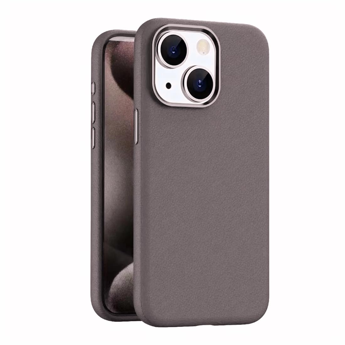 Captese MagIT Premium Skin Series Leather Case for iPhone 14 / iPhone 13 (6.1-inch), with TPU Sides, Drop Protection, MagSafe Compatible, Colored Aluminium Buttons (Gray) (B0D4JCG4NZ) Amazon Price History, Amazon Price Tracker