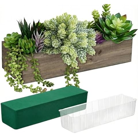 Dandat 1 Set Rectangle Wooden Planter Wood Boxes for Centerpieces 12 x 4 Inch Rustic Wooden Planters Cover