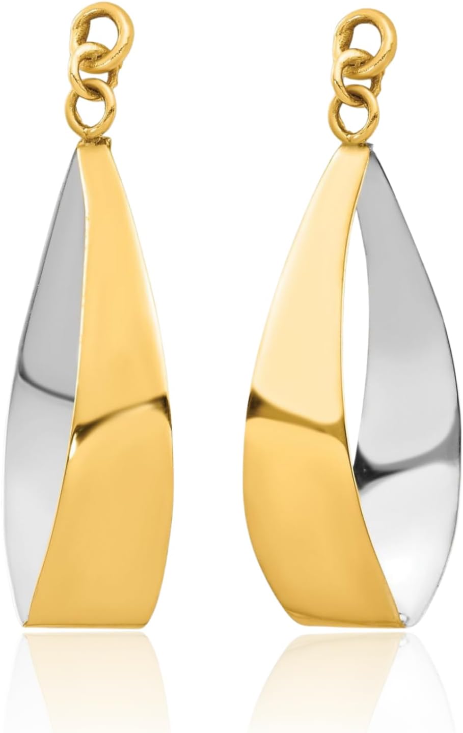 IceCarats 14K Solid Yellow Gold Reversible Dangle Earring Jackets 24mm 0.9 inch Polished For Her