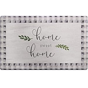 SoHome Cozy Living Anti Fatigue Kitchen Mat for Floor, Home Sweet Home Themed Cushioned Kitchen Runner Rug Mat, Non Slip, Easy Wipe Clean, 1/2 Inch Thick, 18″ x 30″, Grey