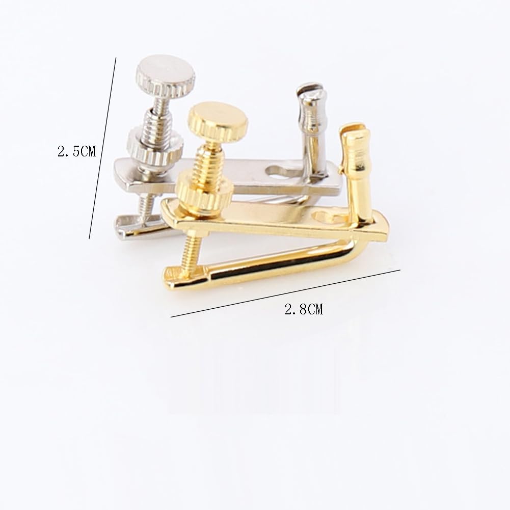 4 Pieces Violin String Tuner Violin Fine Tuner Violin String Adjuster Violin Tuner Clip Violin Fine Tuner Peg Violin Replacement Parts for 1/2 Violin, Silver