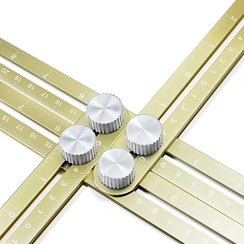 Wondruz Multi Angle Measuring Ruler, Premium Aluminum Alloy Ultimate 836 Template Tool/Layout Tool Measurement for Handymen, Builders, Craftsmen, DIY-ers (Golden)