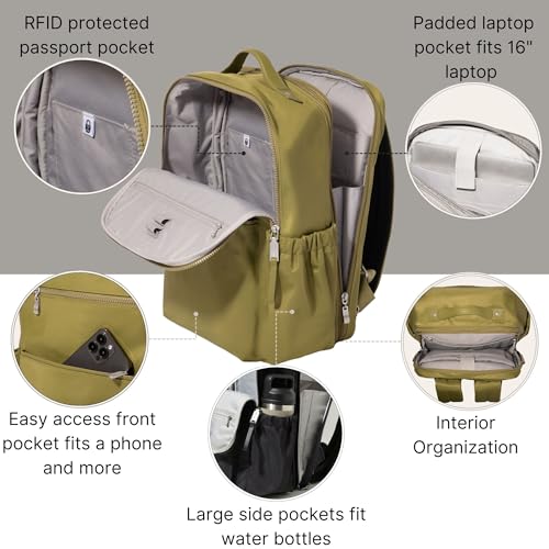 Image of Baggallini Tribeca Expandable Laptop Backpack - 15 inchx11 inch Lightweight RFID Computer Bag for Work & Travel with Luggage Sleeve