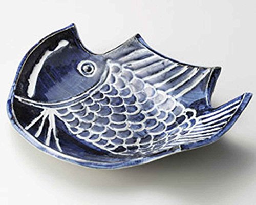 Fish 15Inch Set Of 5 Sushi Plates Blue Porcelain Made In Japan #TOP18