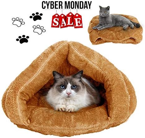 Cat Bed Warm House Sleeping Bag Sleep Zone for Puppy Cat Rabbit Bed Small Animals Sleeping Bag,Camel