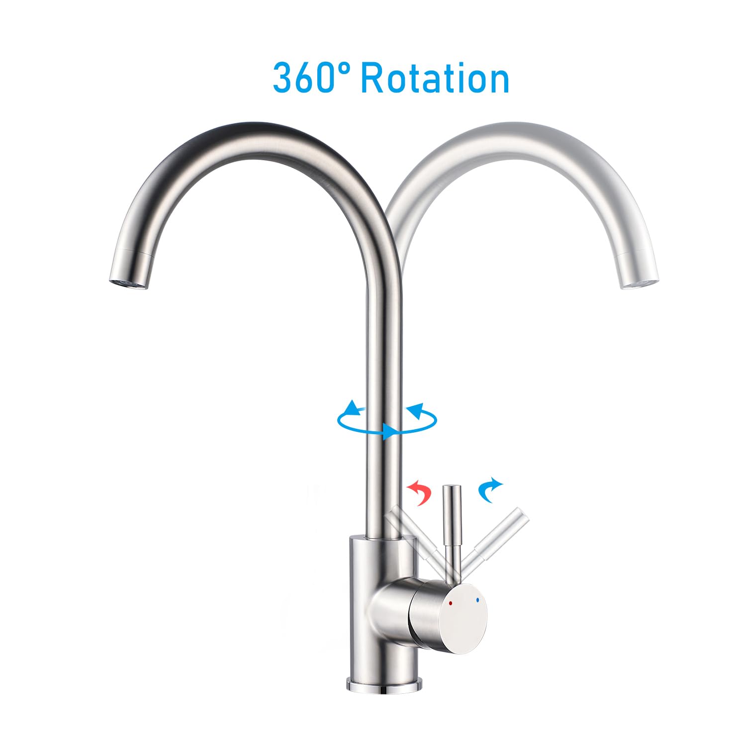 BONADE Niederdruckarmatur Küche 360° Drehbar Niederdruck Küchenarmatur aus SUS304 Edelstahl Küche Spültisch Armatur Wasserhahn Küche Spülbecken Einhebelmischer Mischbatterie, inkl. 3 Anschlüsse
