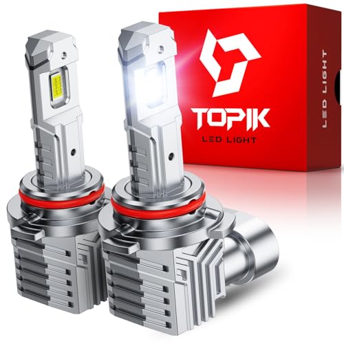 TOPIK Upgraded HB3/9005 Light Bulbs Fog Lights, 30,000LM Brightness Fog Light Compatible, 1:1 Size Drving Lights with 6500K Cool White, Anti-Flicker, 9005 Driving Lights, 2PCS