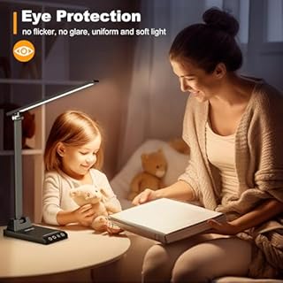 Lampada da Tavolo, Lampada da Scrivania con 2500mAh Batteria, Lampada da Tavolo Senza Fili, 5 Modalità di Luce x 10 Livelli di Luminosità, USB Lampada Scrivania, Timer 30/60min Lampada Led da Tavolo