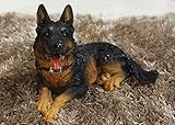 resin modellpferde Größe: 21 * 13 * 16cm WQISON Statue Ornamente Skulpturen Simulation Resin Schäferhund Specimen Modell Tierornamentik Wolf Dog Black Back Ornaments