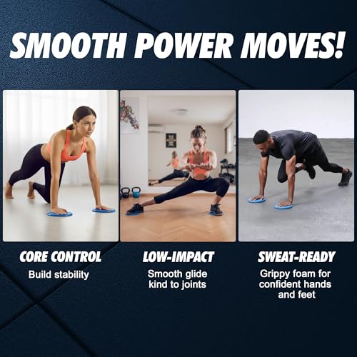 JSM FITNESS Gleitende Scheiben, Gleiter Pads für Übungen, Doppelseitige Slider Pads für Fitness-Übungen auf dem Boden, Glider Scheiben für Bauchtraining, Gliding Discs - 2 Stück