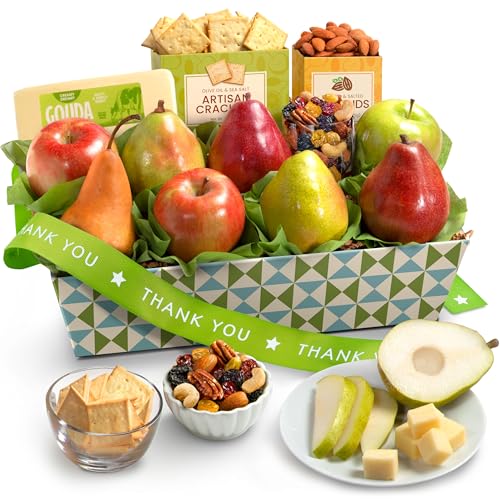 Golden State Fruit Thank You Fruit Basket with Cheese and Nuts