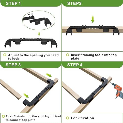Wdwlbsm Framing Tools 13 in 1 Framing Stud Layout Tool Framing Spacing Tool, Precision Framing Jig 12/14/16/18/20/24 Wall Stud Framing Tool