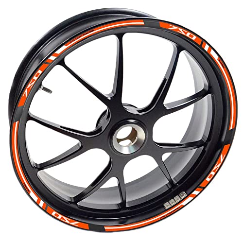 Liserets pour Jantes Z750 Moto 750 ZXR ZX Ninja R 2 Jante de Roue Ruban de Roue Autocollants en Vinyle (Orange)