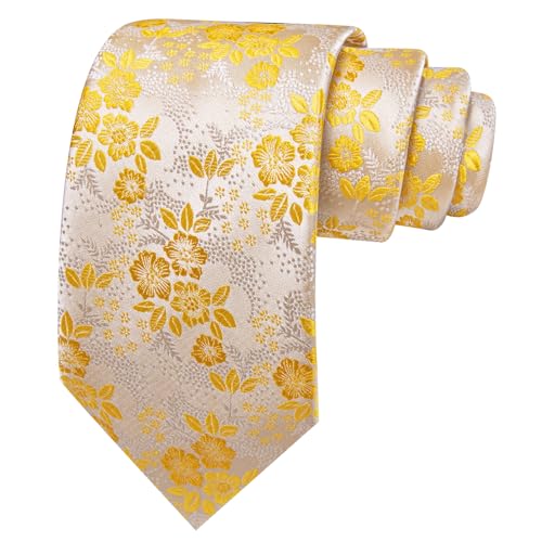 Image of Barry.Wang Men Tie Set Floral Paisley Silk Necktie Pocket Square Cufflinks Formal Wedding Party Business